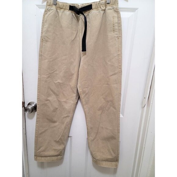 Converse Mens Beige Elastic Waist Jogger Pants With Black Drawstring Size XS - Picture 2 of 13